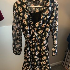 Floral Mini Half Button Down Dress